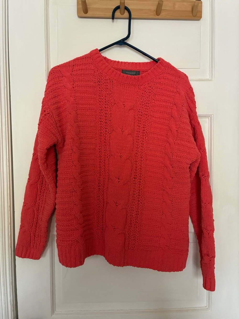 Primark Coral-Red Cable Knit Crew Sweater